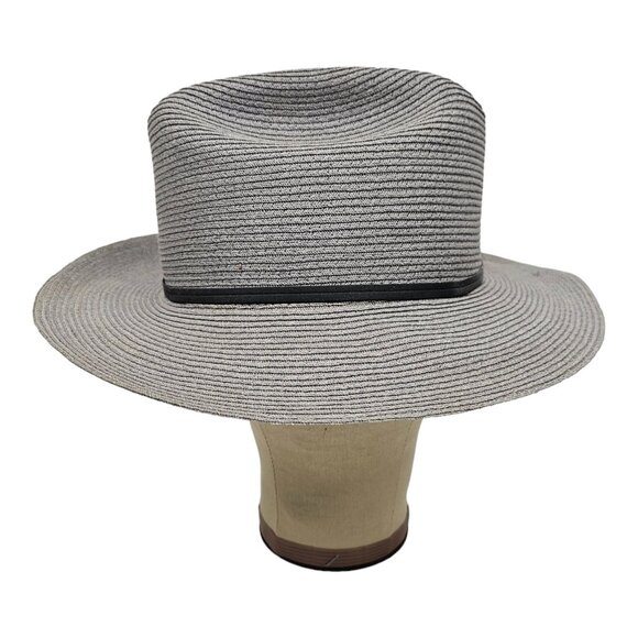 Floppy Panama Hat Size 7 1/4 Custom Made Gray Black Band Beaver Hats Vintage USA - Picture 8 of 12